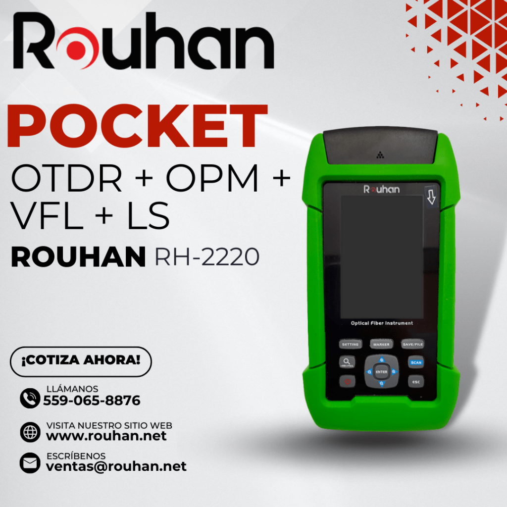 OTDR de Fibra Óptica 2 El Pocket OTDR más pequeño y dinámico que integra lo necesario, recomendado para Redes LAN, WAN, CATV, Cable Drop, Redes FTTh/FTTx.