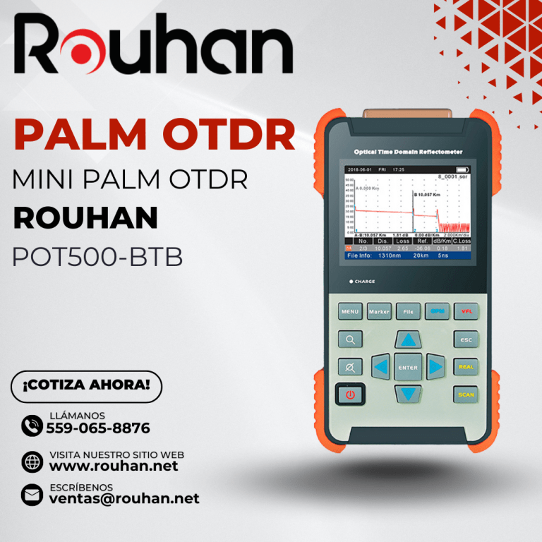 Palm OTDR, ROUHAN, POT500-BTB, Infografía del producto Palm OTDR