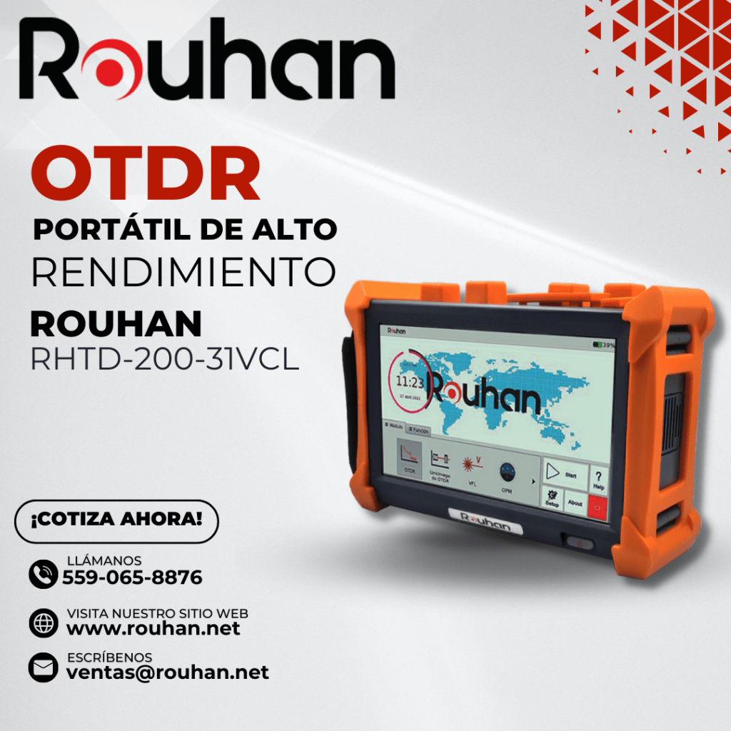 OTDR de Fibra Óptica 1 OTDR Portátil de Alto Rendimiento es la plataforma multifuncional, con pantalla táctil de alta resolución de 8", diseñada para aplicaciones FTTx / WAN